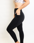 side view black post pregnancy support leggings